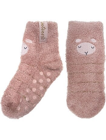 Calcetines antideslizantes Piel de oveja de punto rubor fille Isotoner