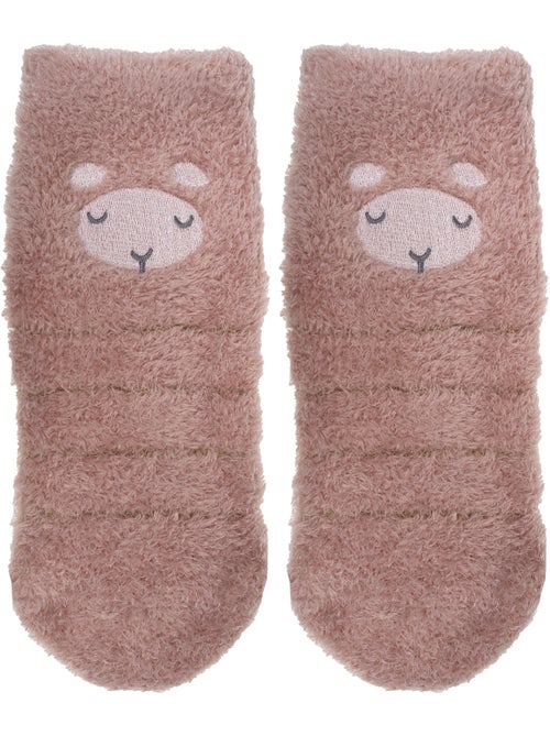 Calcetines antideslizantes piel de oveja de punto rubor fille - Kiabi