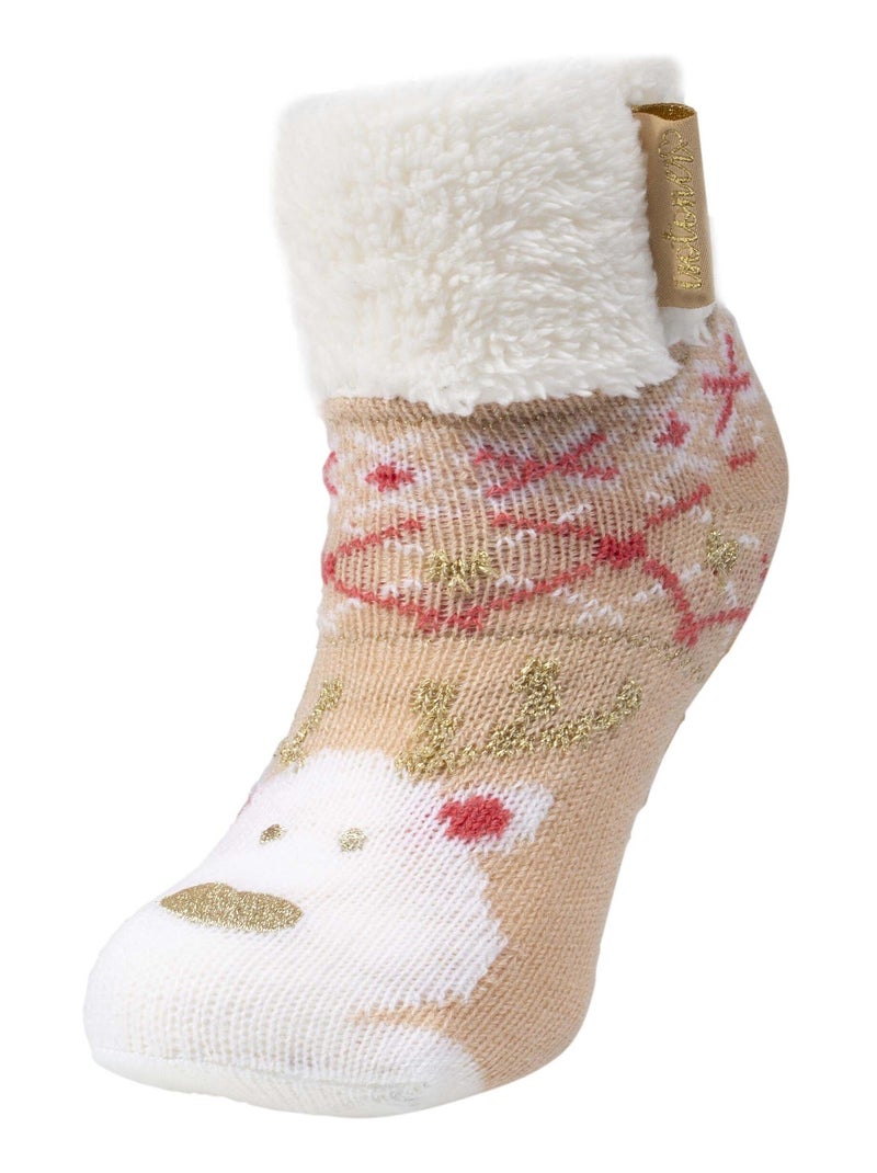 Calcetines antideslizantes suelas ultracómodas y ligeras con tacos fille Isotoner Beige - Kiabi