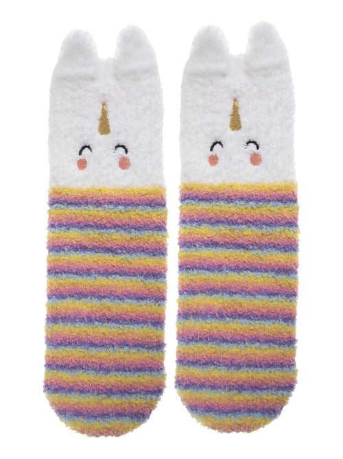 Calcetines antideslizantes Unicornio multicolor de punto fille Isotoner - Kiabi