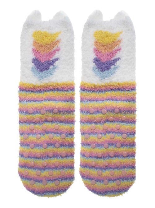 Calcetines antideslizantes Unicornio multicolor de punto fille Isotoner - Kiabi