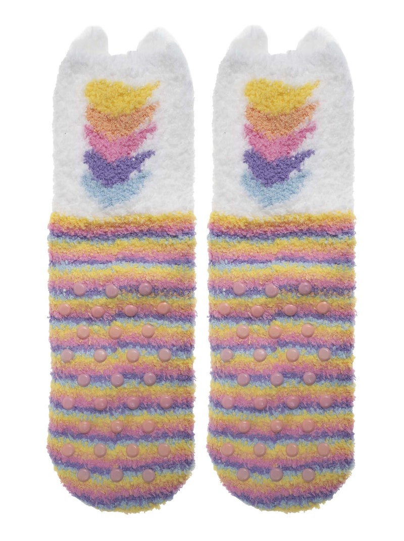 Calcetines antideslizantes Unicornio multicolor de punto fille Isotoner Rosa pastel/Rosa claro/Blanco/Amarillo pastel - Kiabi