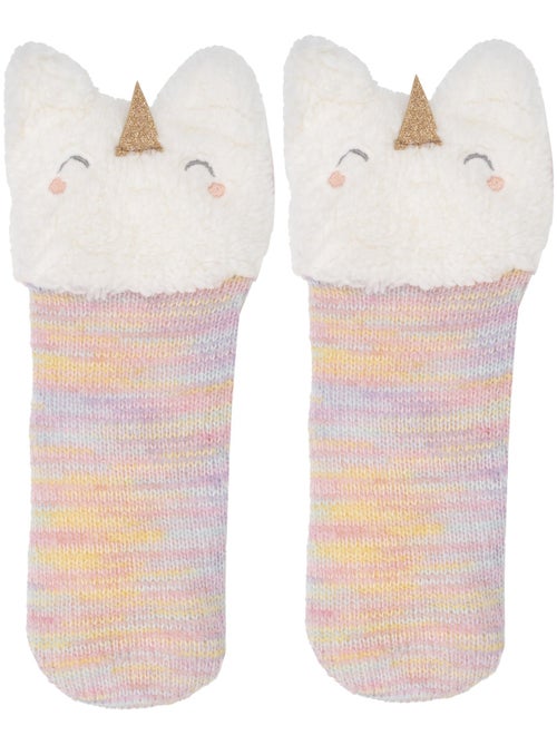 Calcetines antideslizantes Unicornio multicolor de punto fille Isotoner - Kiabi