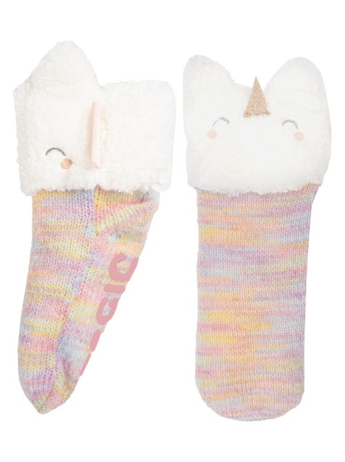 Calcetines antideslizantes Unicornio multicolor de punto fille Isotoner - Kiabi