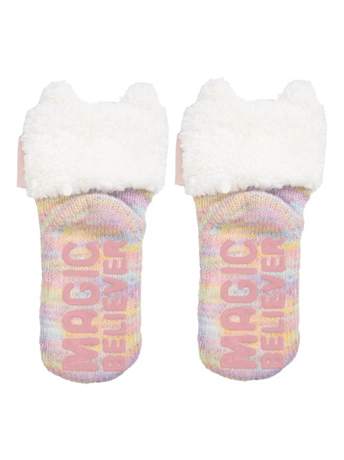 Calcetines antideslizantes Unicornio multicolor de punto fille Isotoner - Kiabi