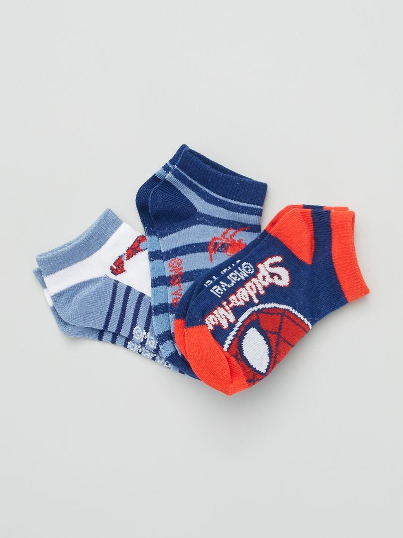 Calcetines bajos 'Spiderman' - Pack de 3 a rayas azul - Kiabi