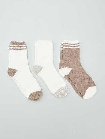 Calcetines bicolores de felpa - pack de 3