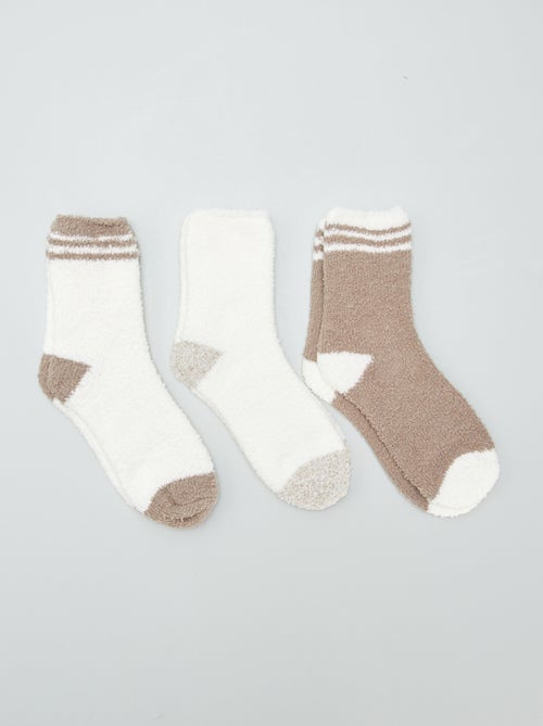 Calcetines bicolores de felpa - pack de 3 - Kiabi
