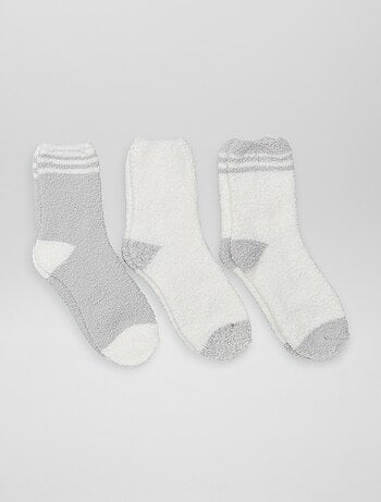 Calcetines bicolores de felpa - pack de 3