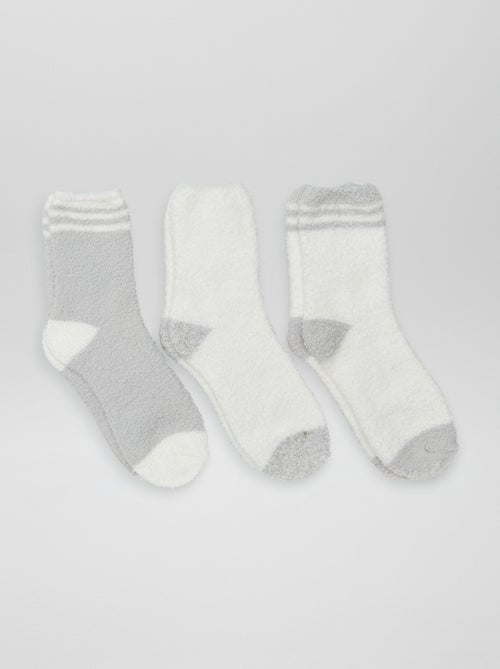 Calcetines bicolores de felpa - pack de 3 - Kiabi