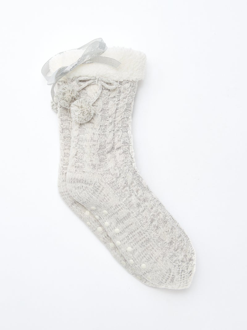 Calcetines cálidos forrados antideslizantes Gris - Kiabi