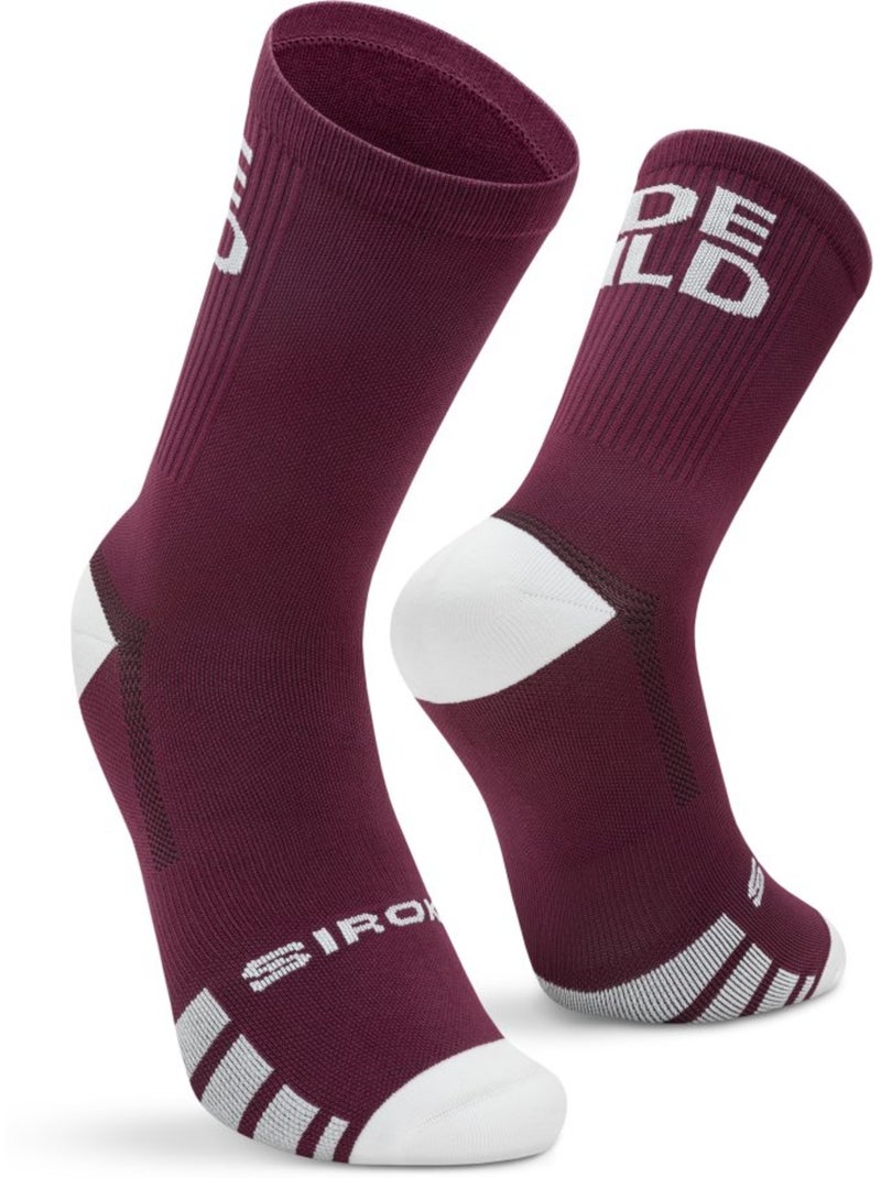 Calcetines caña media gravel ciclismo hombre y mujer gs2 burgundy Rojo - Kiabi