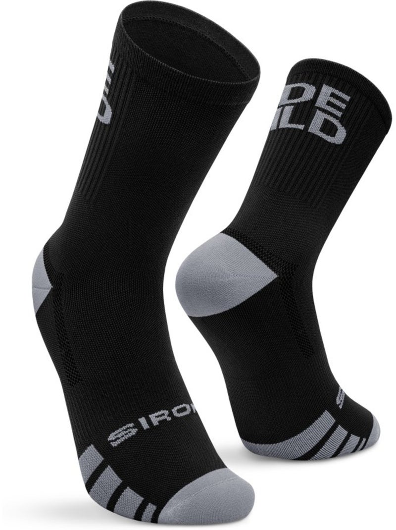 Calcetines caña media gravel ciclismo hombre y mujer gs2 Negro - Kiabi