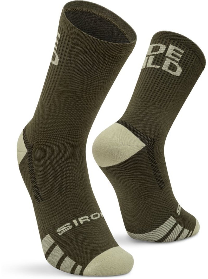 Calcetines caña media gravel ciclismo hombre y mujer gs2 Verde - Kiabi