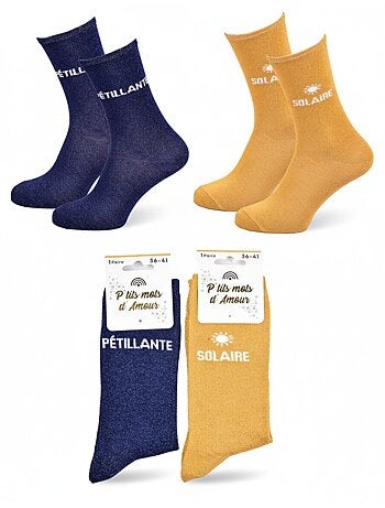 Calcetines con Brillos Mujer Mensaje Humorístico Pack de 2 Pares