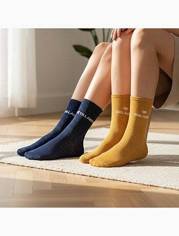 Calcetines con Brillos Mujer Mensaje Humorístico Pack de 2 Pares