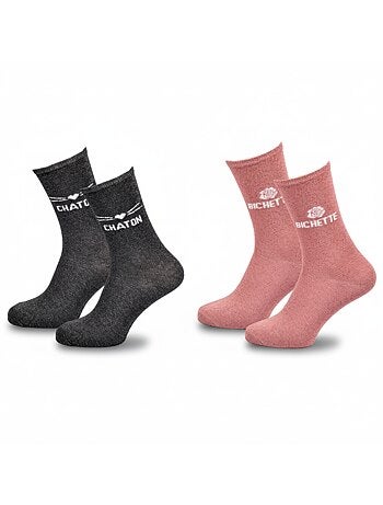 Calcetines con Brillos Mujer Mensaje Humorístico Pack de 2 Pares