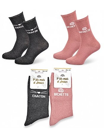 Calcetines con Brillos Mujer Mensaje Humorístico Pack de 2 Pares