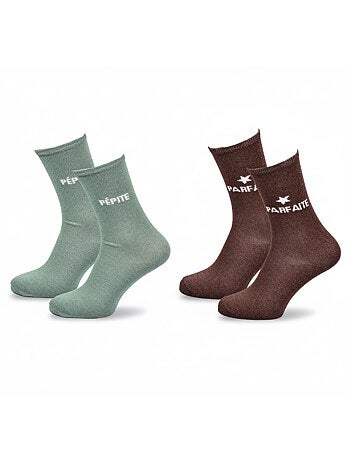 Calcetines con Brillos Mujer Mensaje Humorístico Pack de 2 Pares