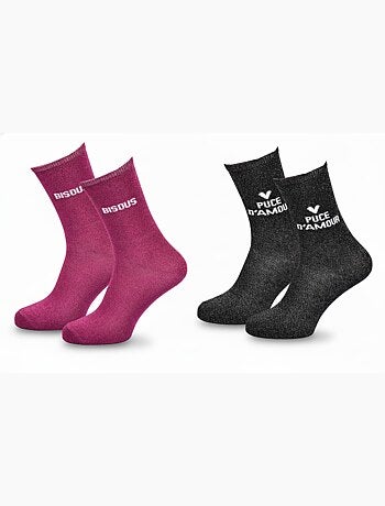 Calcetines con Brillos Mujer Mensaje Humorístico Pack de 2 Pares