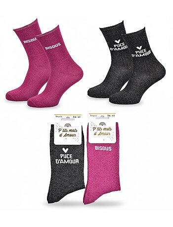 Calcetines con Brillos Mujer Mensaje Humorístico Pack de 2 Pares