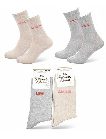 Calcetines con Brillos Mujer Mensaje Humorístico Pack de 2 Pares