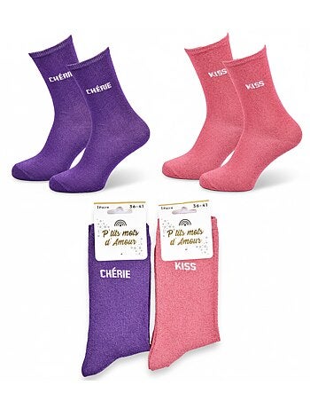 Calcetines con Brillos Mujer Mensaje Humorístico Pack de 2 Pares
