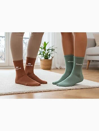 Calcetines con Brillos Mujer Mensaje Humorístico Pack de 2 Pares