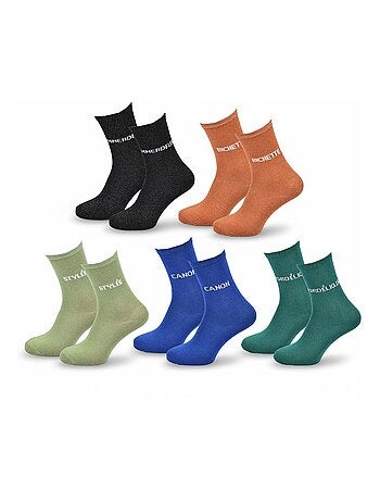 Calcetines con Brillos Mujer Mensaje Humorístico Pack de 5 Pares