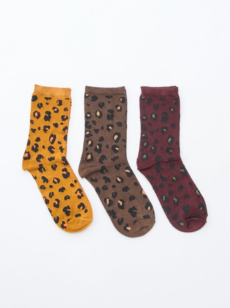 Calcetines con estampado de leopardo Marron - Kiabi