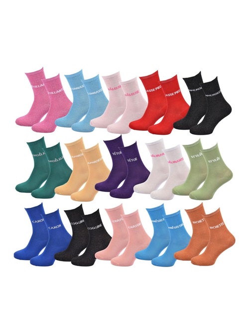 Calcetines con lentejuelas Mujer Mensaje Humorístico Pack de 12 Pares sorpresa - Kiabi Calcetines con lentejuelas Mujer Mensaje Humorístico Pack de 12 Pares sorpresa - Kiabi