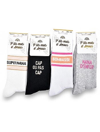 Calcetines con lentejuelas Mujer Mensaje Humorístico Pack de 4 Pares