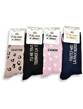 Calcetines con lentejuelas Mujer Mensaje Humorístico Pack de 4 Pares