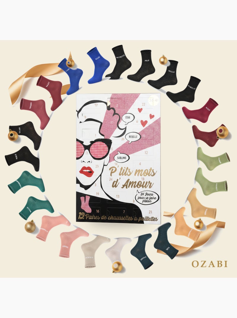 Calcetines con lentejuelas ozabi calendario adviento - pack 12 pares Multicolor - Kiabi