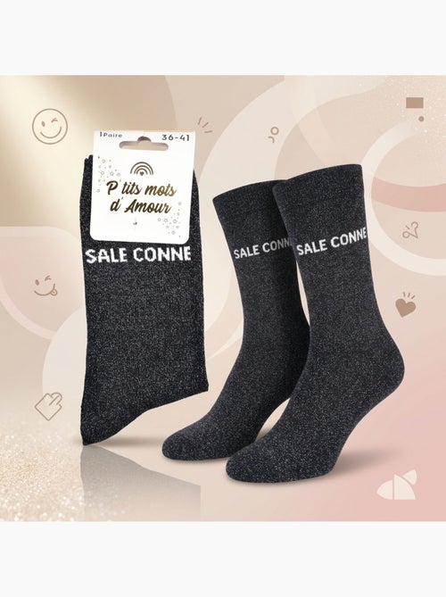 Calcetines con purpurina Mujer Mensaje Humorístico - Kiabi