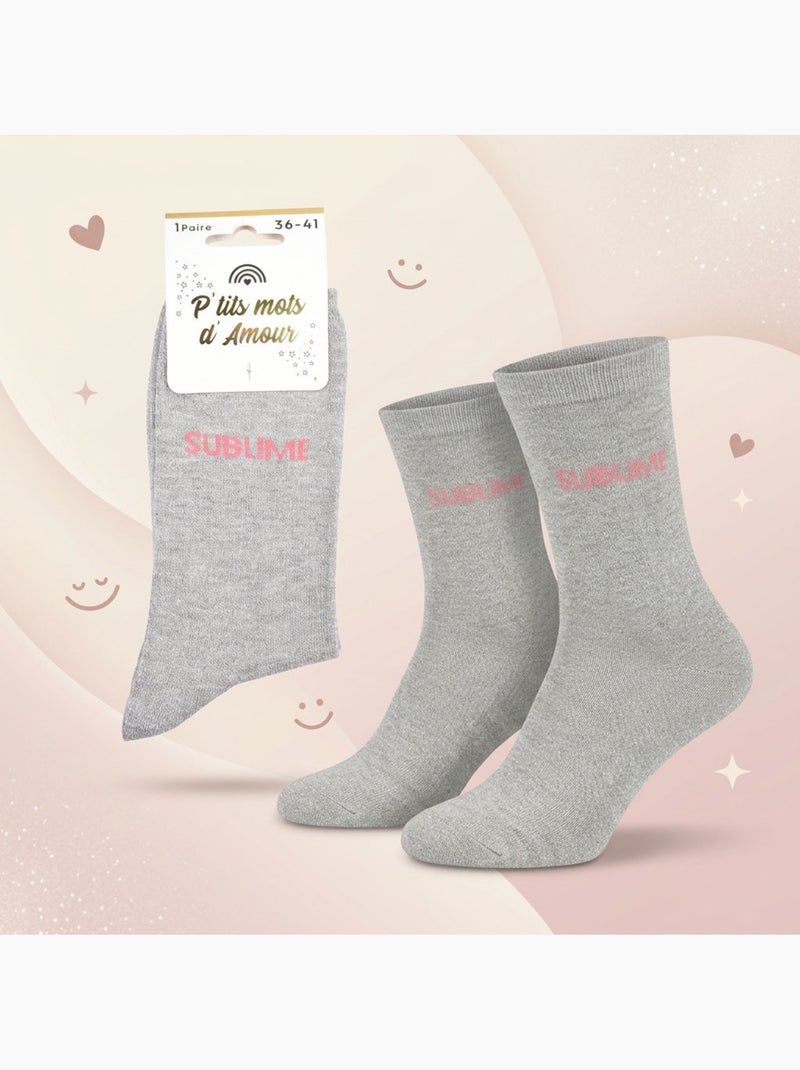 Calcetines con purpurina Mujer Mensaje Humorístico Plateado - Kiabi