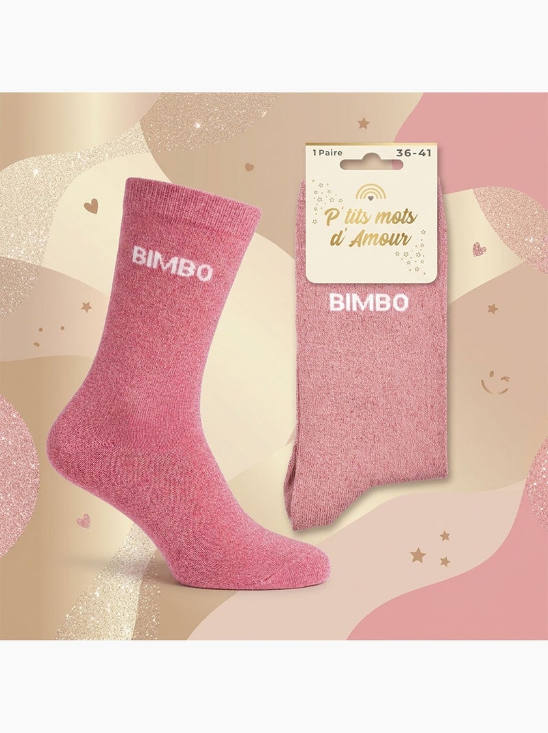 Calcetines con purpurina Mujer Mensaje Humorístico Rosa - Kiabi