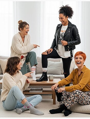 Calcetines con purpurina para mujer con mensaje humorístico. Paquete de 4 pares