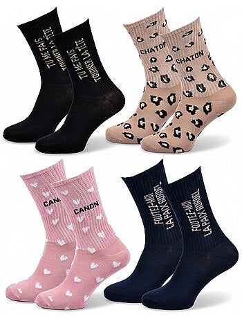 Calcetines con purpurina para mujer con mensaje humorístico. Paquete de 4 pares