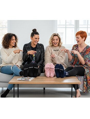 Calcetines con purpurina para mujer con mensaje humorístico. Paquete de 4 pares