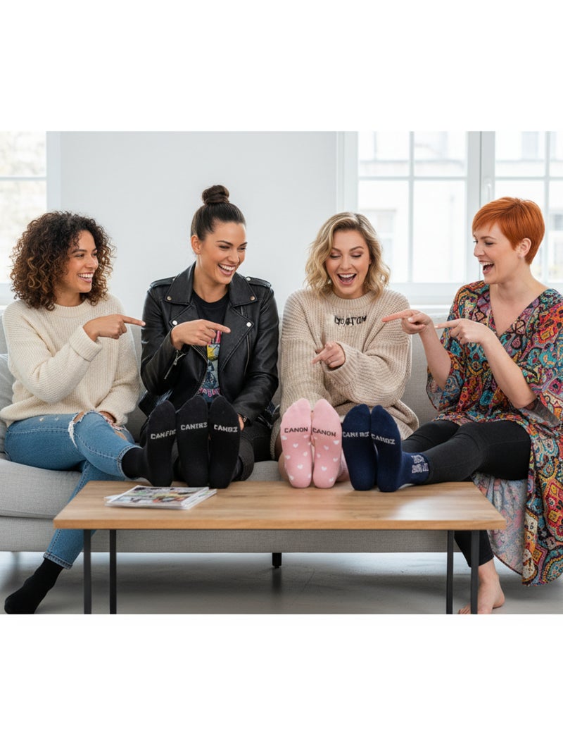 Calcetines con purpurina para mujer con mensaje humorístico. Paquete de 4 pares Negro Marrón - Kiabi