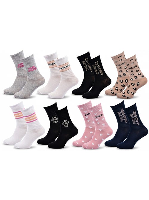 Calcetines con purpurina para mujer con mensaje humorístico. Paquete de 8 pares - Kiabi