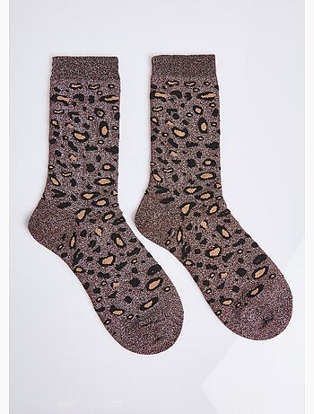 Calcetines con purpurina y estampado de leopardo - AFIBEL