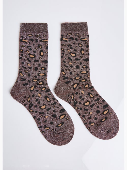 Calcetines con purpurina y estampado de leopardo - AFIBEL - Kiabi Calcetines con purpurina y estampado de leopardo - AFIBEL - Kiabi