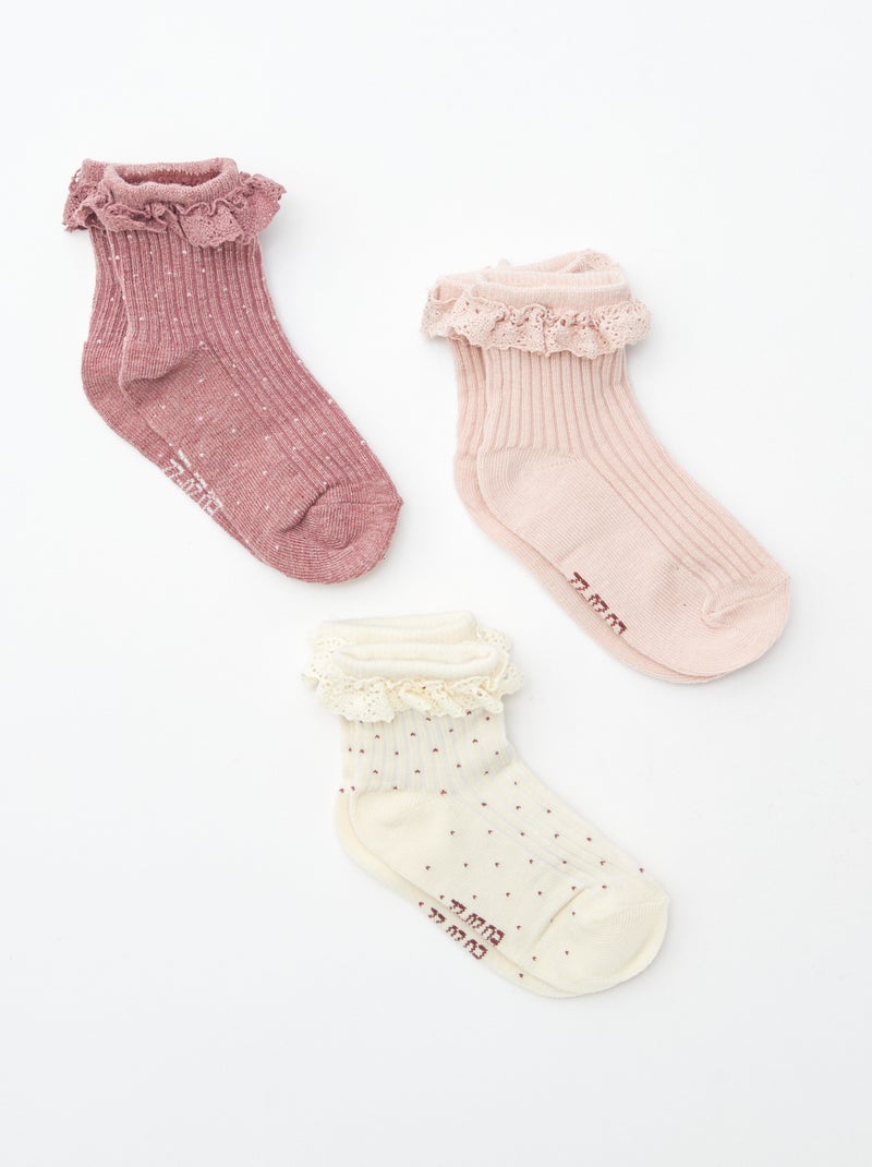 Calcetines con volantes - Pack de 3 Blanco - Kiabi