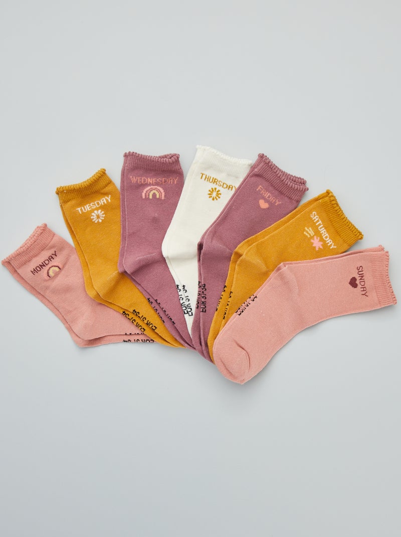 Calcetines con volantes en los bordes Pack de 7 ROSA - Kiabi