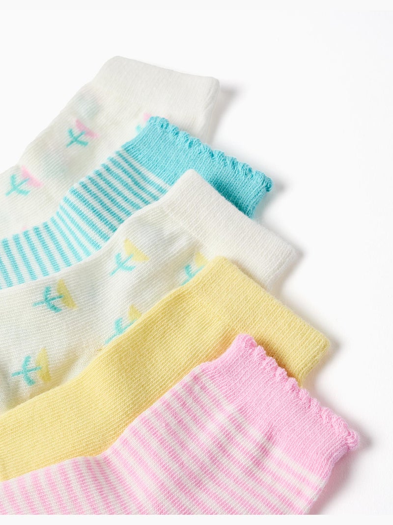 Calcetines Crew Pack Algodón Mezclado Blanco/Amarillo/Rosa - Kiabi