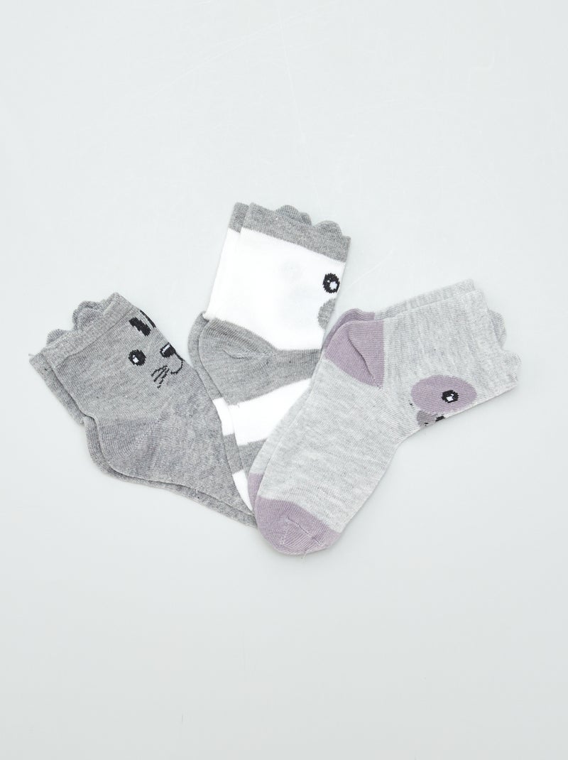 Calcetines de animales  - Pack de 3 GRIS - Kiabi