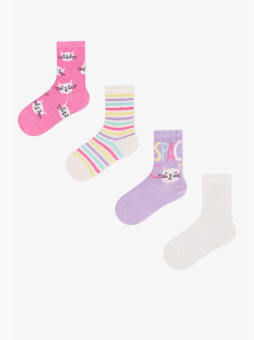 Calcetines de caña media space cat con estampado de gato, 4 pares penti - Kiabi