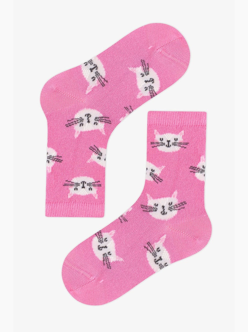 Calcetines de caña media space cat con estampado de gato, 4 pares penti Rosa - Kiabi